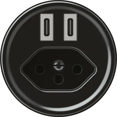 Presa di carica USB origin 2×USB-C 3000mA 5V con tipo 13 nero 