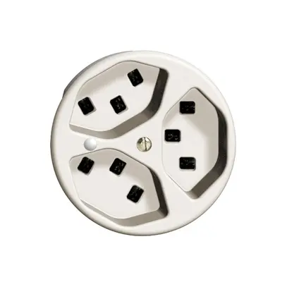 Prise FH 3×T23 16A blanc avec LED vert, bornes enf. 