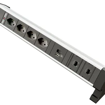 Tischsteckdosenleiste Desk-Mountain 4×T13/1×USB-A/1×USB-C/2×RJ45 3m T12 F=10A 