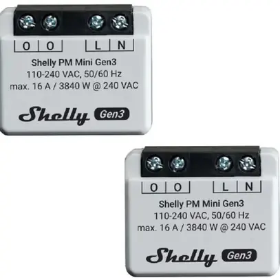 Shelly PM Gen3 Energiemessgerät, 2 Stück WiFi-Energy Meter,  Bluetooth 