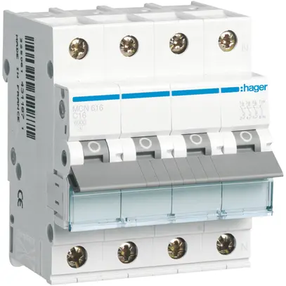 Disgiuntore Hager MCB 4P 415V tipo C 16A Icn 6kA 4UM 