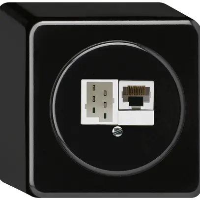 Scatola di raccordo AP basico 1×RJ45u+1×TT83 nero 