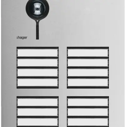 Poste vidéo externe Hager elcom.one 2-fils pour 16appartements acier fin 
