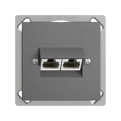Prise INC 2×RJ45/s 4P sép.EDIZIOdue gris foncé, ITplus 