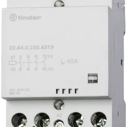 Contattore AMD Finder 22.44, 2Ch+2R 40A/120VUC AgSnO2, indicatore, 3UM 