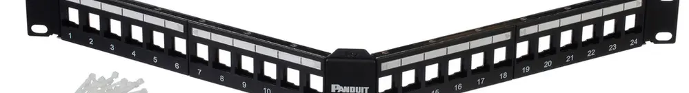 Panneau patch Panduit 24-port Keystone 1UH, à angle, noir 