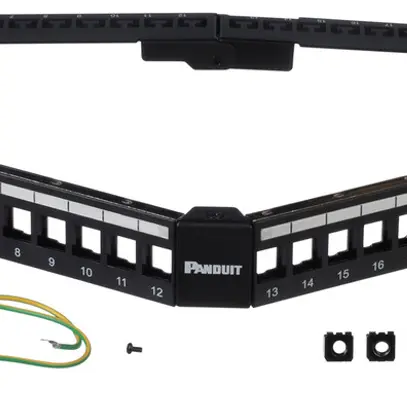 Panneau patch Panduit 24-port Keystone 1UH, à angle, noir 