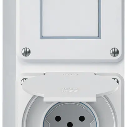 AP-Kombination robusto 2×1, Schalter Schema 3/Steckdose T15 IP55 weiss 