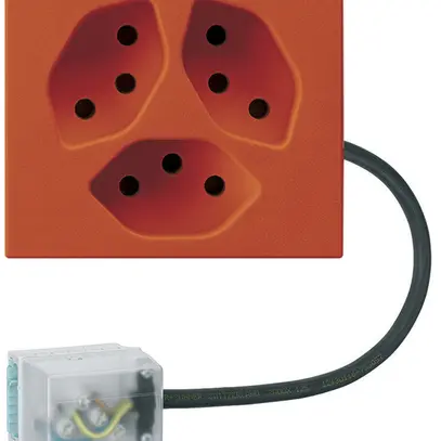 Presa INS 3×tipo 13 Hager FLF per cavo piatto Ecobus power L2 arancione 