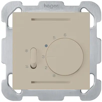 UP-Thermostat Hager kallysto B, mit Schalter Heizen/Kühlen, beige 