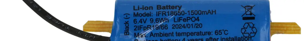 Accu MH maxLUCE lithium-phosphate de fer (LFP) 6.4V 9.6Wh câble et fiche 