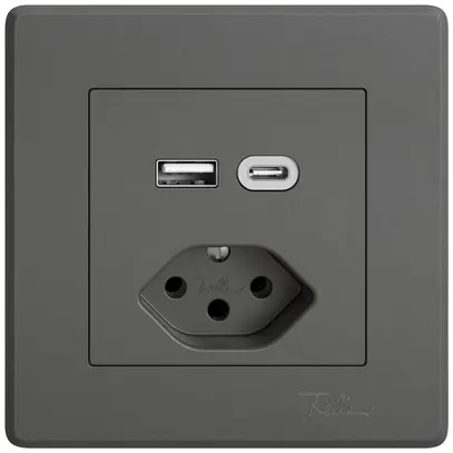 Prise de charge USB ENC EDIZIO.liv SNAPFIX® USB A+C/T13 3A 230VAC grf 