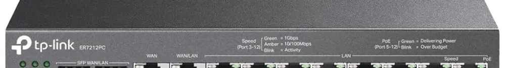 Routeur TP-Link Omada ER7212PC 2×WAN/LAN SFP 1×WAN 1×LAN/WAN 8×LAN PoE+ 
