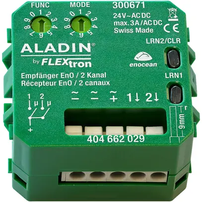 Attuatore-commutatore RF INS ALADIN EnO, 2-canali, multifunzione, 24V/3A 