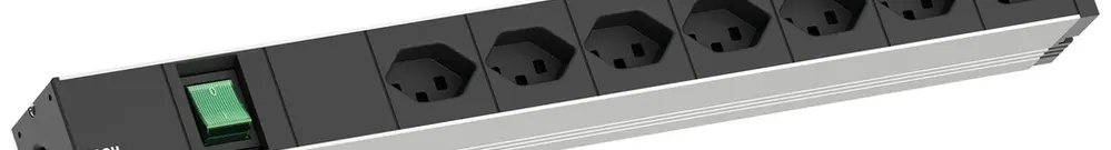Steckdosenleiste 19" BACHMANN 7×T23 3m mit Schalter 1HE schwarz 