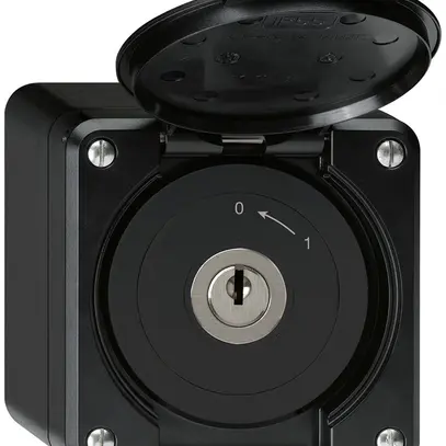 Contact pivotant à clé AP robusto IP55 noir avec clapet 2P 