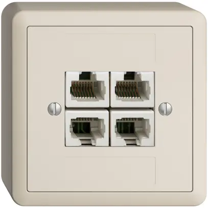 AP-Dose 4×RJ45/u 4P getr. EDIZIOdue crema, ITplus 