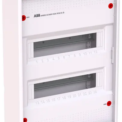 Distributore AP ABB AK624N3, 2 file, 24UM, 453×339×99mm, bianco 