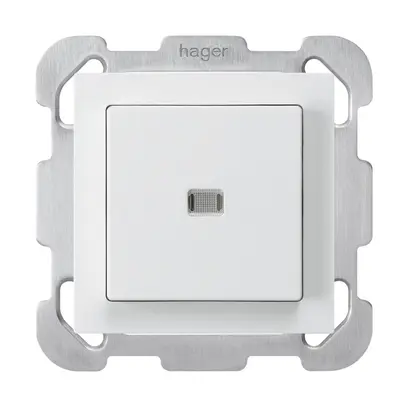 Interruttore pulsante luminoso INC kallysto 6/1P bianco con piastra di fissaggio 