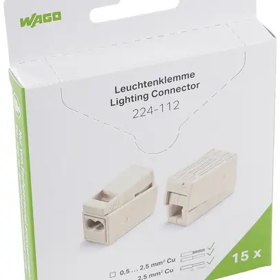 Borne pour luminaire WAGO 224-112 en blister 15 pièces 2L 1…2.5mm²/0.5…2.5mm² 