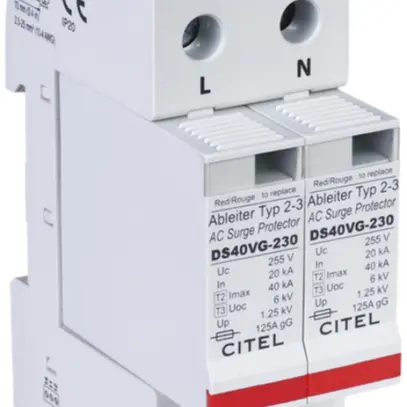 Parasurtension Flury DS 40VGS type 2+3, 2-pôles 
