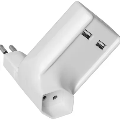 Spina intermedia USB Steffen 2×USB 5V/2.1A 1×T12/T13 girevole 270° bianco 