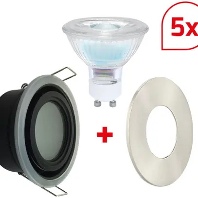 Spot LED INS DOTLUX MULTI GU10 6W 410lm 3000K IP65 MB REG argento set di 5 