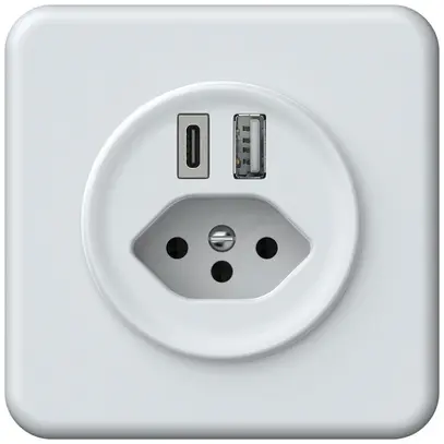 Prise de charge USB ENC origin 1×USB-A 1×USB-C 3000mA 5V avec type 13 blanc 