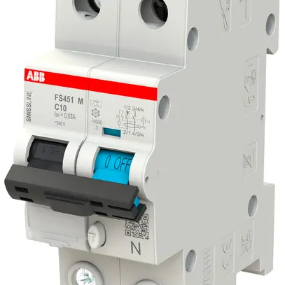 Disjoncteur différentiel ABB FS451M SMISSLINE CL C-10A/30mA 1LN 10kA type A 