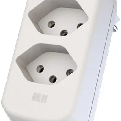 Dreifachstecker Typ 13 maxADAPTturn 10A 250V, 2×Front, 1×unten, drehbar, weiss 