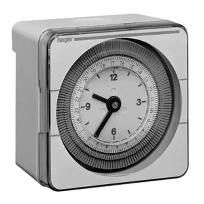 Interrupteur horaire AP Hager analogique hebdomadaire 1 canal 1 inverseur 16A 