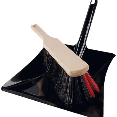 Ensemble pelle/balayette Plica métal/bois, crin de cheval/polyester noir/rouge 