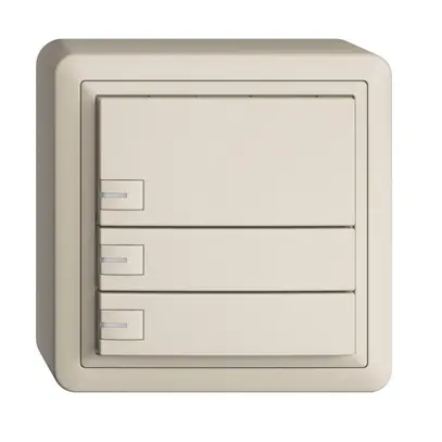 Poussoir KNX RGB AP EDUE, 250mW, a.LED RGB, 3×poussoir, comm.1×touche, crema 