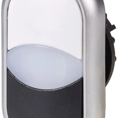 Pulsante doppio ETN RMQ piatto bianco/ne, anello cromato 