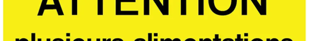 Autocollant d'avertissement ATTENTION plusieurs alimentations 80×30mm adhésif jn 
