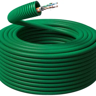 Tube d'installation précâblé KRFWG PM M20 vert avec câble S/FTP CAT 7 