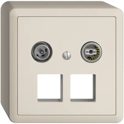 Prise multimédia 19dB AP Edue, prise d.passage, p.2×RJ45 Keystone avec capot, cr 