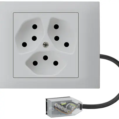 Prise INC kallysto 3×T13 L3 gris clair pour câble plat Technofil 