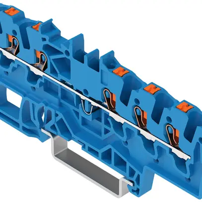 Morsetto di passaggio componibile WAGO TOPJOB S 1.5mm² 24A Push-in 5×1 TH35 bl 