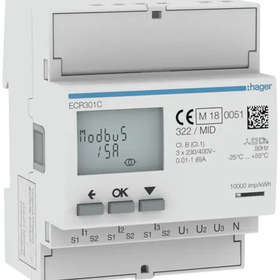 Contatore energia AMD HA ECR301C 3P indiretto x/5A Modbus MID imp.+exp.2T+8T 