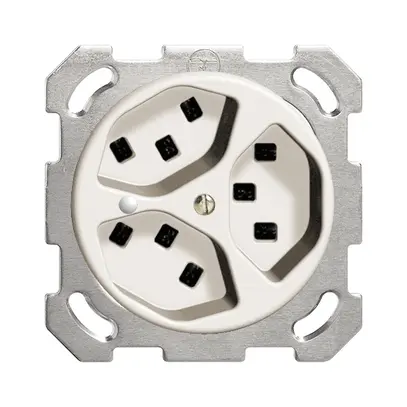 Presa INC 3×T23 16A bianco con LED verde.FH mors. innest. 