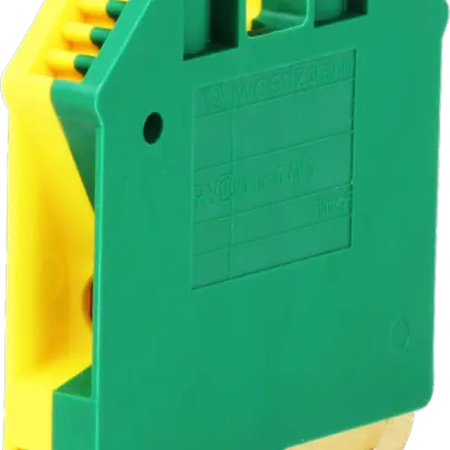 Borne de terre joignable Woertz 4…10mm² vis 2×1 rail DIN 35mm vert/jaune 