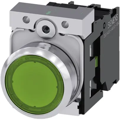 Poussoir lumineux Siemens SIRIUS ACT a.support+LED 1F vert métal brillant 