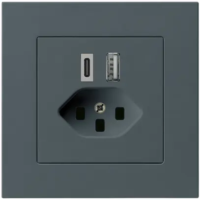 Presa di carica USB INC kallysto.pro 18W PD 1×tipo A 1×tipo C T23 antracite 