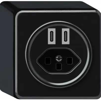 Presa di carica USB AP origin 2×USB-C 3000mA 5V con tipo 23 nero 