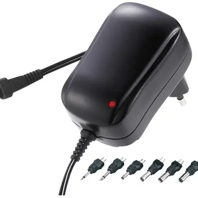 Alimentatore a spina SECOMP universale IN:100…230VAC OUT:3…12VDC/1A 6 spine 