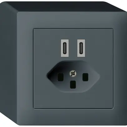 AP-USB-Ladesteckdose Hager kallysto C-C 20W+T23 5V 86×86mm anthrazit 
