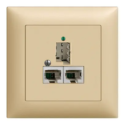 Scatola INC 1×TT,2×RJ45/s 8P EDIZIOdue R&M swissline sand 