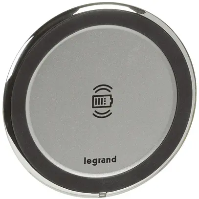 Stazione di ricarica senza fili INC Legrand 15W IP44/IK08 grigio Ø87×24mm 