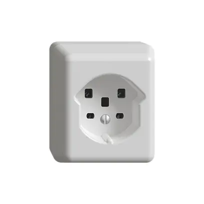 Prise AP FH T25 16A blanc, bornes à vis 